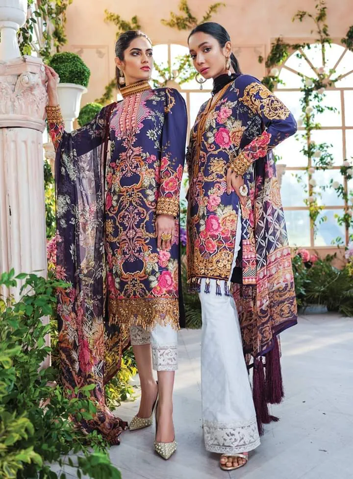Elegant Lawn Dress in Purple Color #M0016