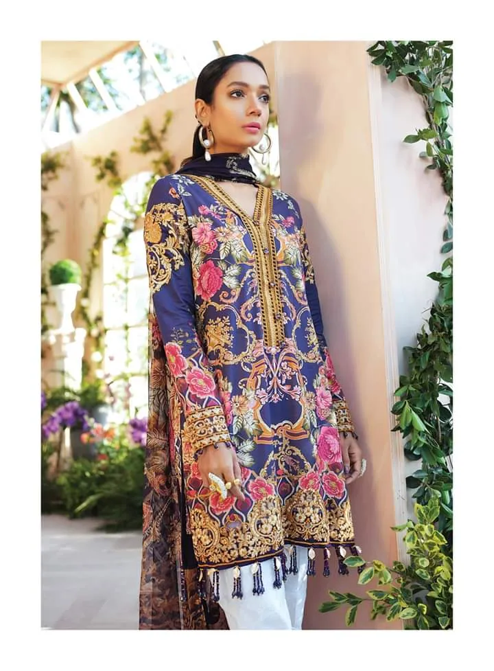 Elegant Lawn Dress in Purple Color #M0016
