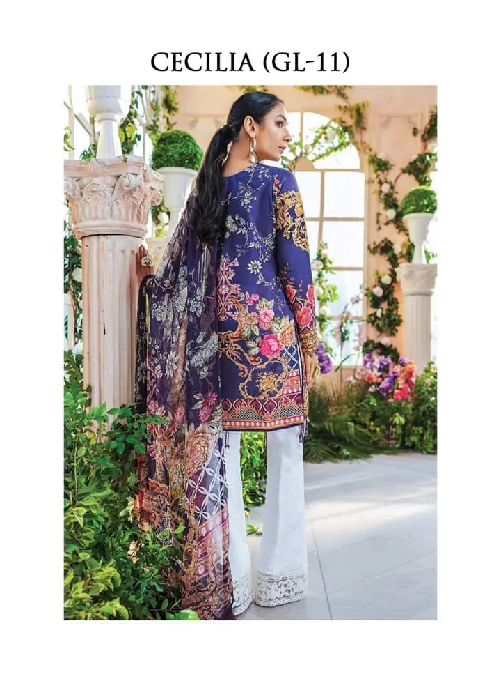 Elegant Lawn Dress in Purple Color #M0016