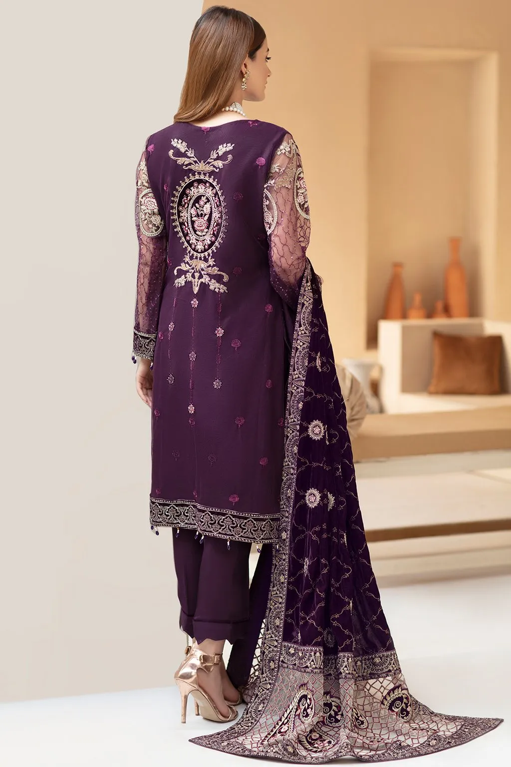 Elegant Party Wear Salwar Kameez in Violet Shade #PF277