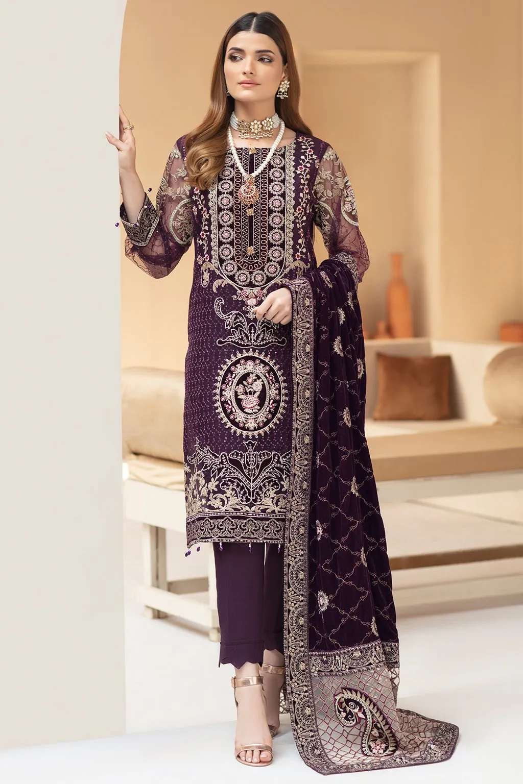 Elegant Party Wear Salwar Kameez in Violet Shade #PF277