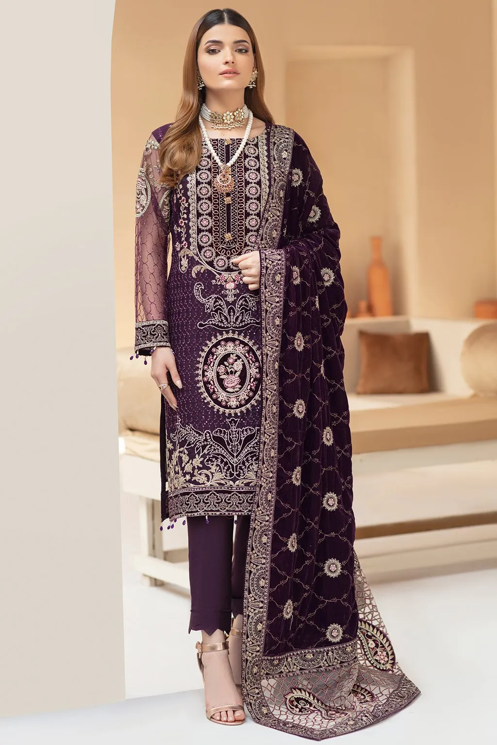 Elegant Party Wear Salwar Kameez in Violet Shade #PF277