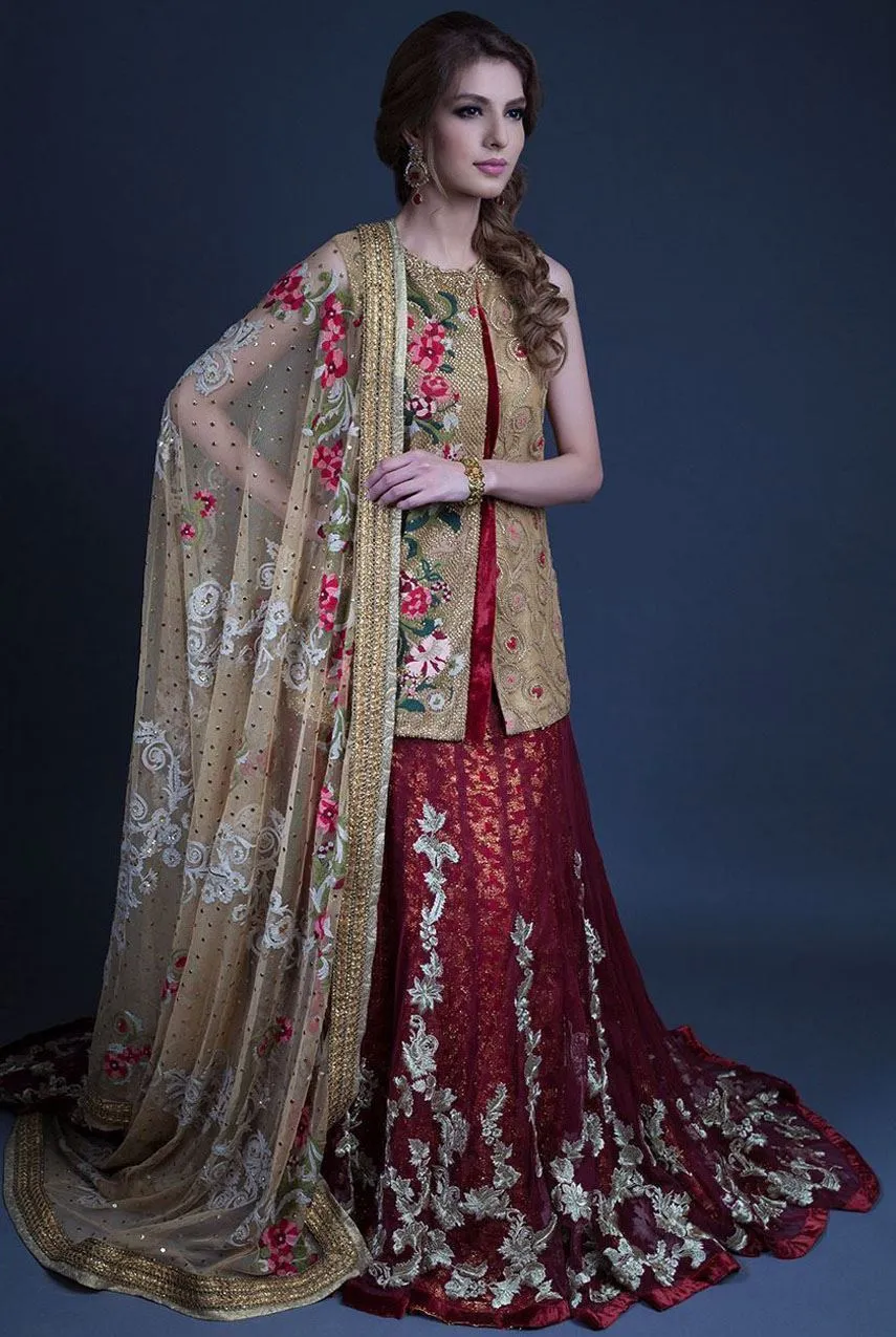Elegant short open  kurti dress with red lehnga # B3317