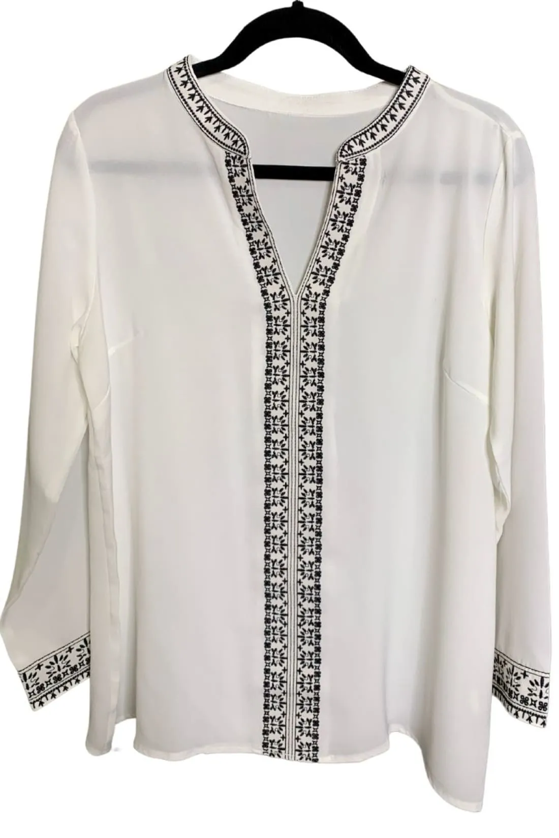 Embroidered Front Long Sleeve Blouse - Limited Quantities