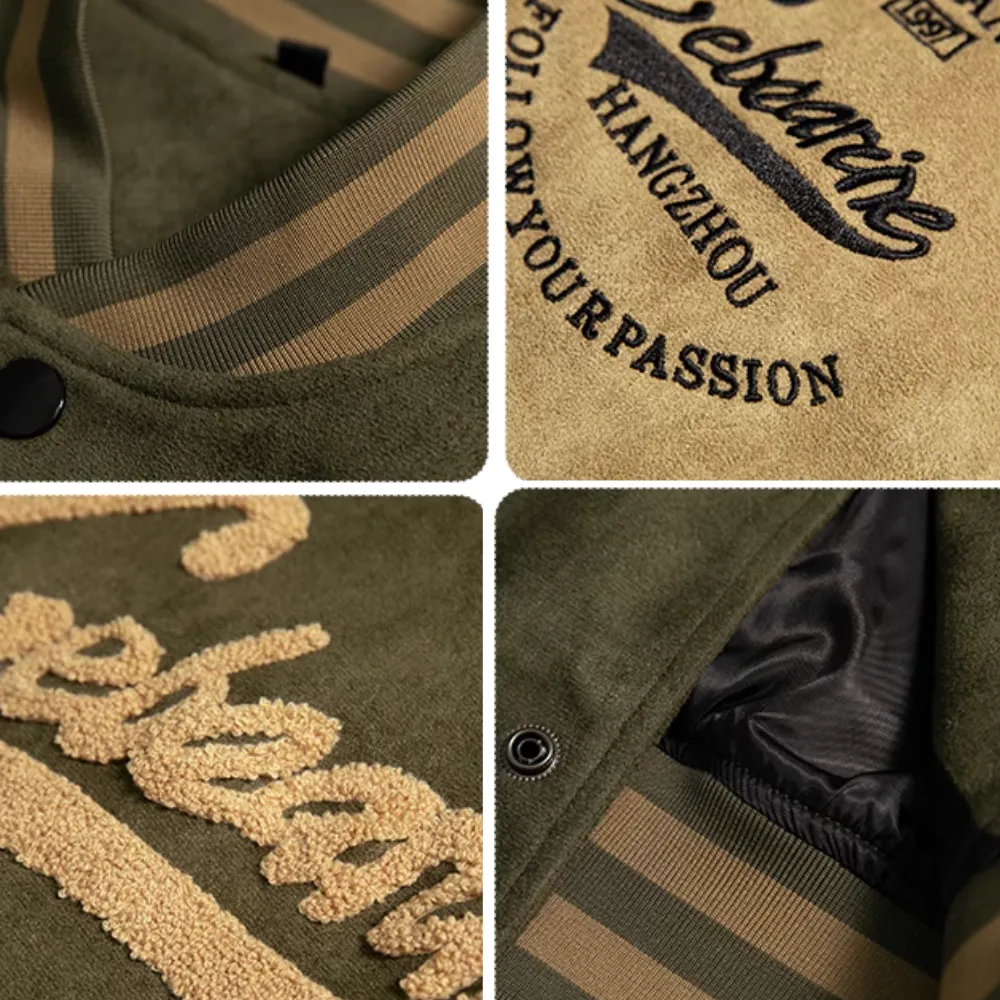 Embroidered Monogram Flocked Suede Jacket