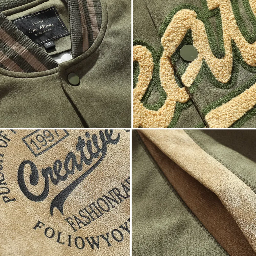 Embroidered Monogram Flocked Suede Jacket