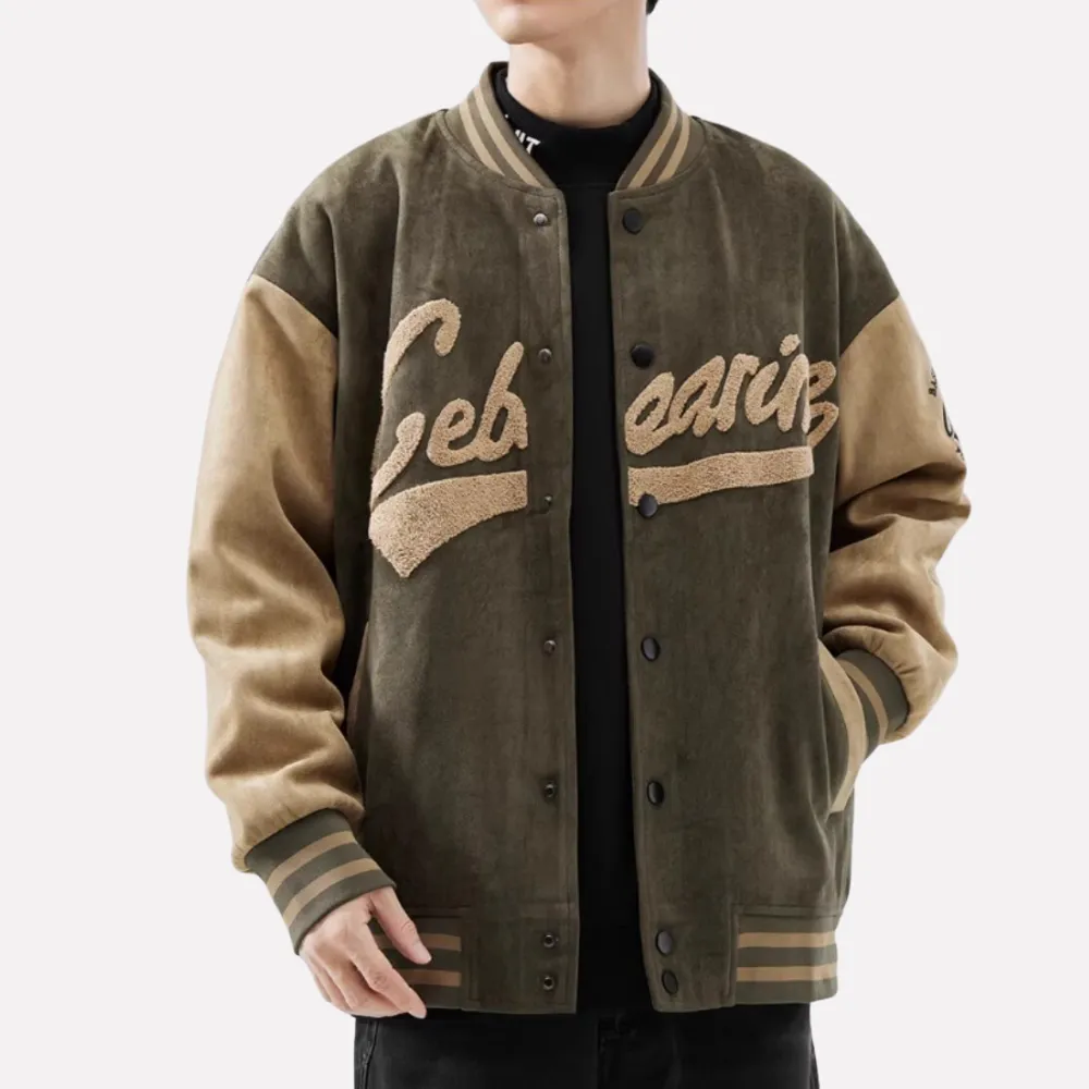 Embroidered Monogram Flocked Suede Jacket