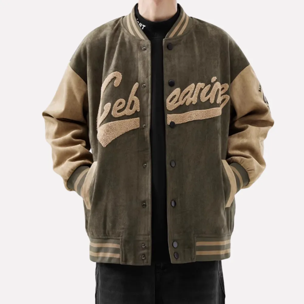 Embroidered Monogram Flocked Suede Jacket