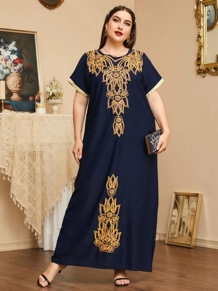 Embroidered Short Sleeve Jalabiya