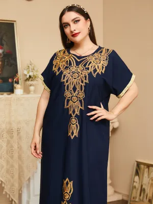 Embroidered Short Sleeve Jalabiya