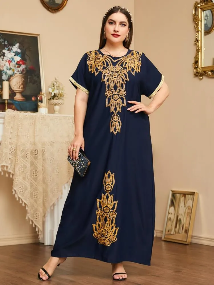 Embroidered Short Sleeve Jalabiya