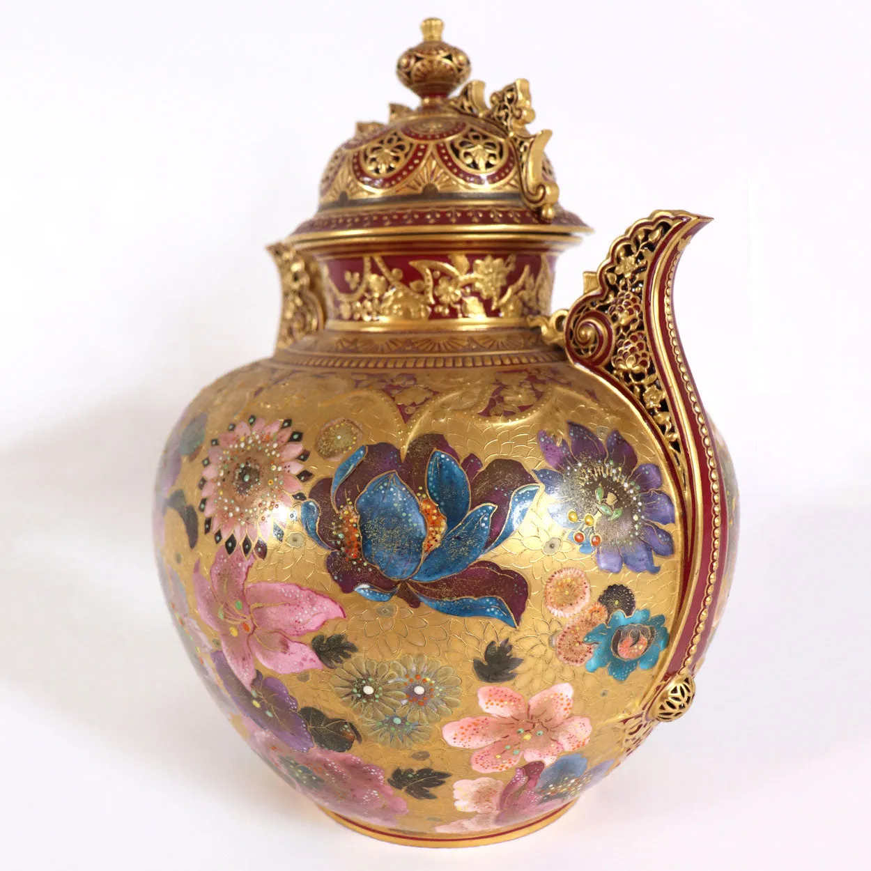 English Derby Porcelain for Shreve Crump & Low Gilt Jeweled Porcelain Urn