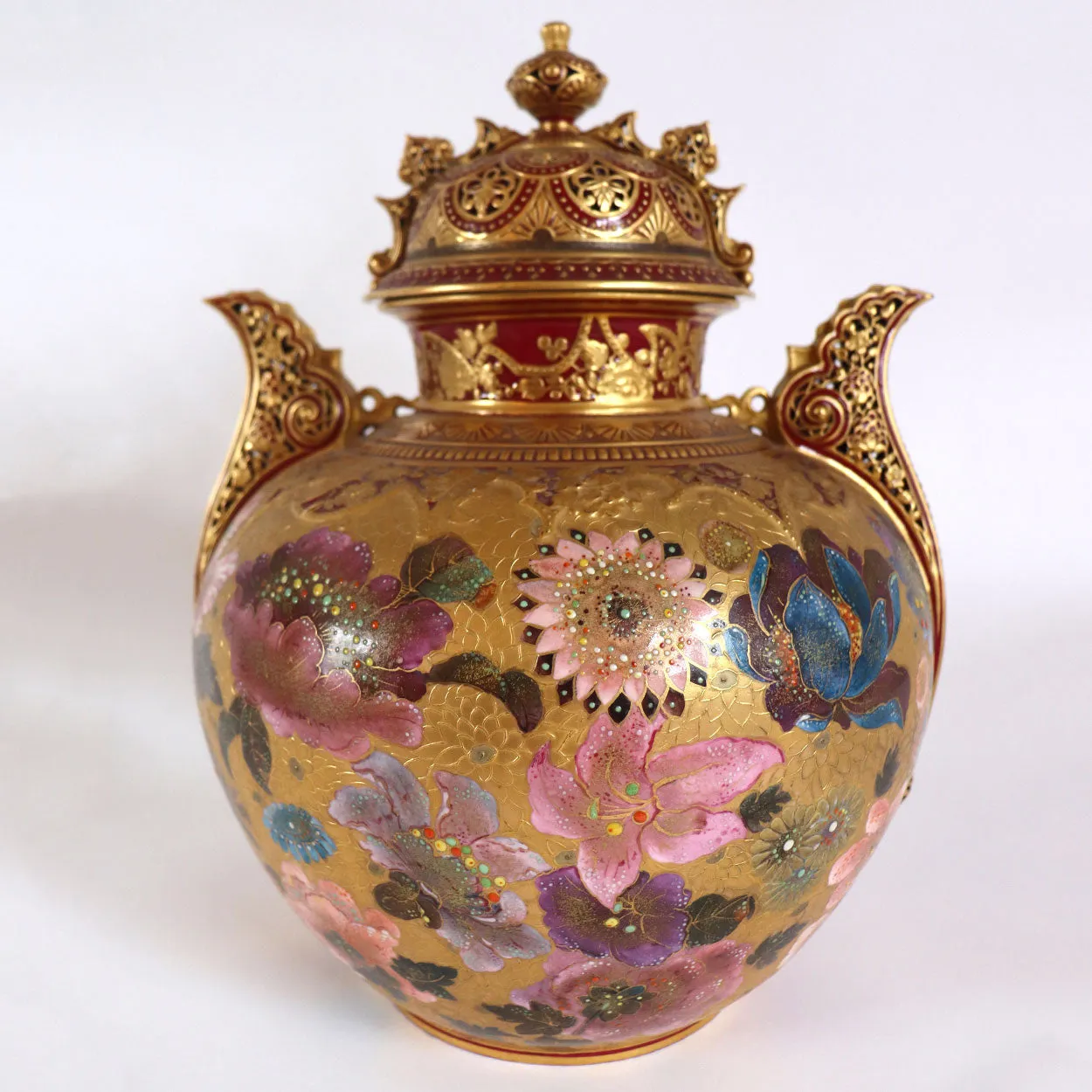 English Derby Porcelain for Shreve Crump & Low Gilt Jeweled Porcelain Urn