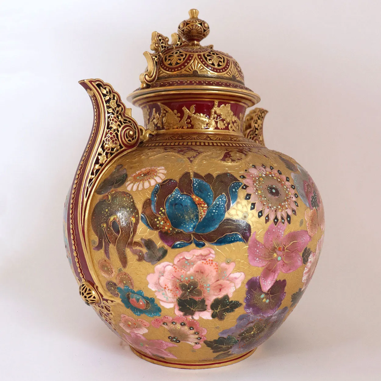 English Derby Porcelain for Shreve Crump & Low Gilt Jeweled Porcelain Urn