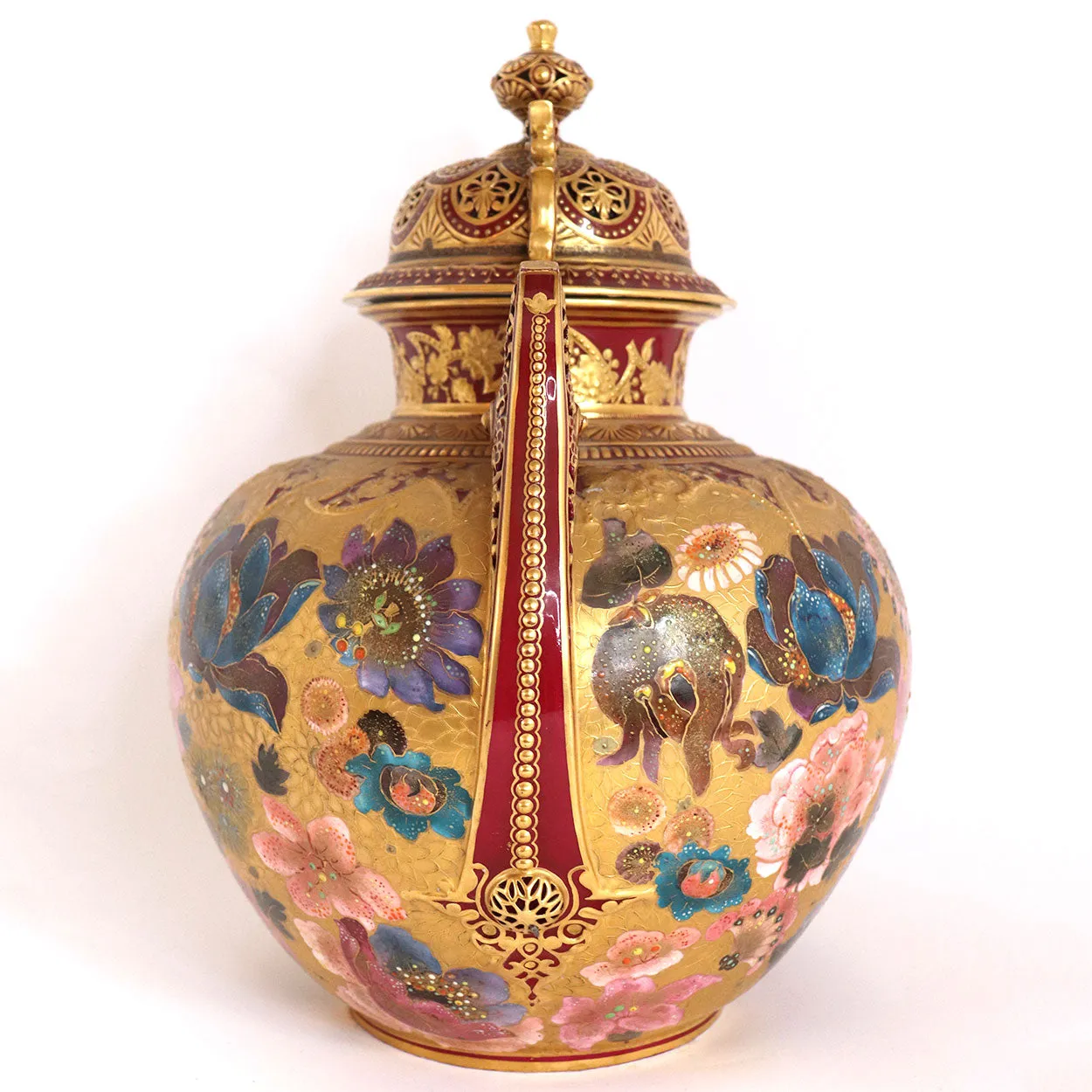 English Derby Porcelain for Shreve Crump & Low Gilt Jeweled Porcelain Urn