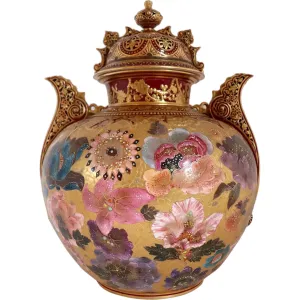 English Derby Porcelain for Shreve Crump & Low Gilt Jeweled Porcelain Urn