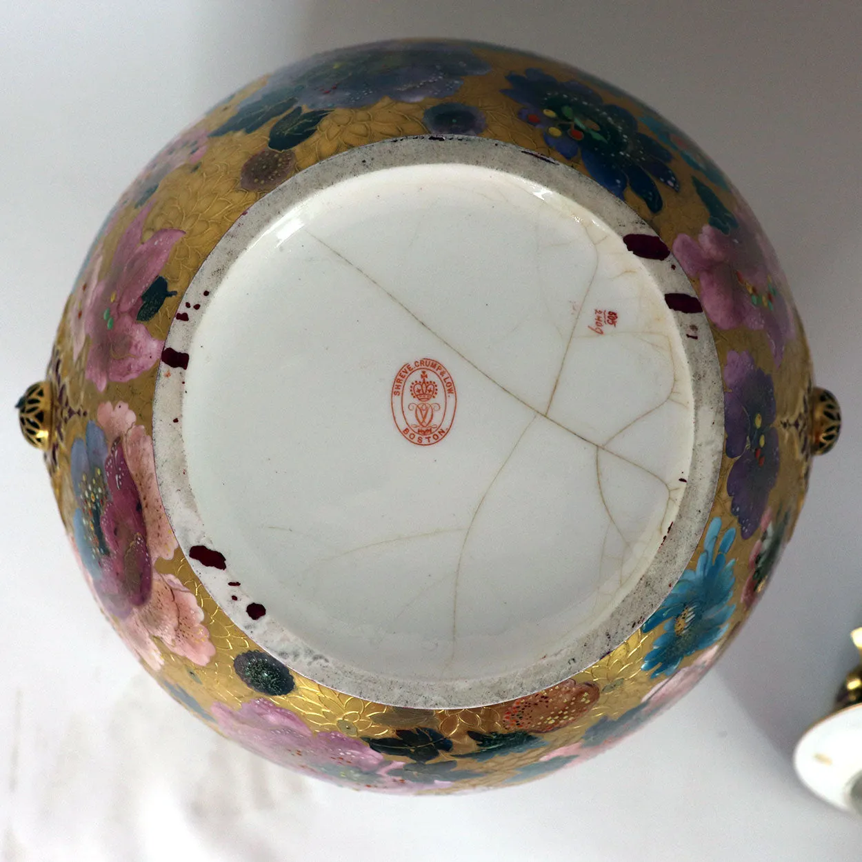 English Derby Porcelain for Shreve Crump & Low Gilt Jeweled Porcelain Urn