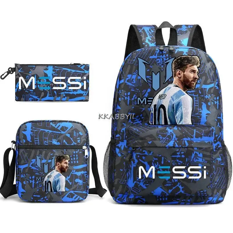 Ensemble scolaire sac trousse sacoche MESSI / Messi Schoolbag High Capacity Casual Backpacks Women Men Shopping Bag Children Pencil Case Anime Laptop Backpcak