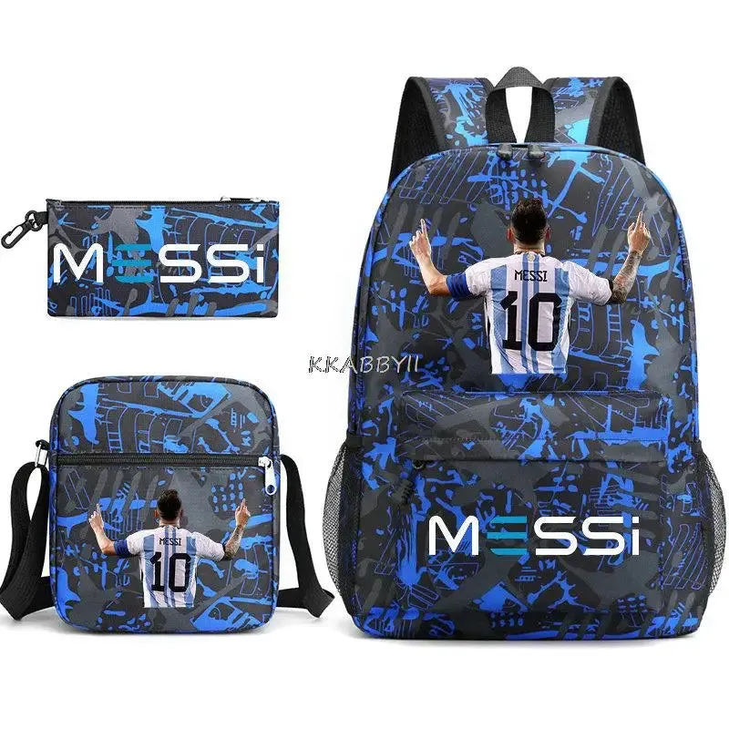 Ensemble scolaire sac trousse sacoche MESSI / Messi Schoolbag High Capacity Casual Backpacks Women Men Shopping Bag Children Pencil Case Anime Laptop Backpcak