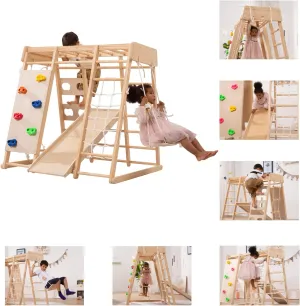 Ergonomic Design Pikler 8-in-1  Indoor Eco Wood Toddler Jungle Gym | Climbing Wall | Slide | 24m 