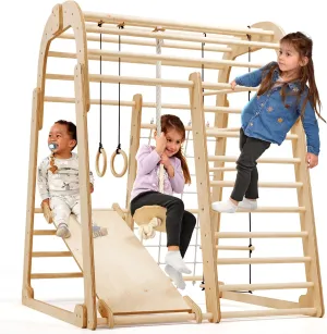 Ergonomic Pikler 6-in-1  Indoor & Outdoor Eco Wood Toddler Jungle Gym | Climbing Wall | Slide | 36m 