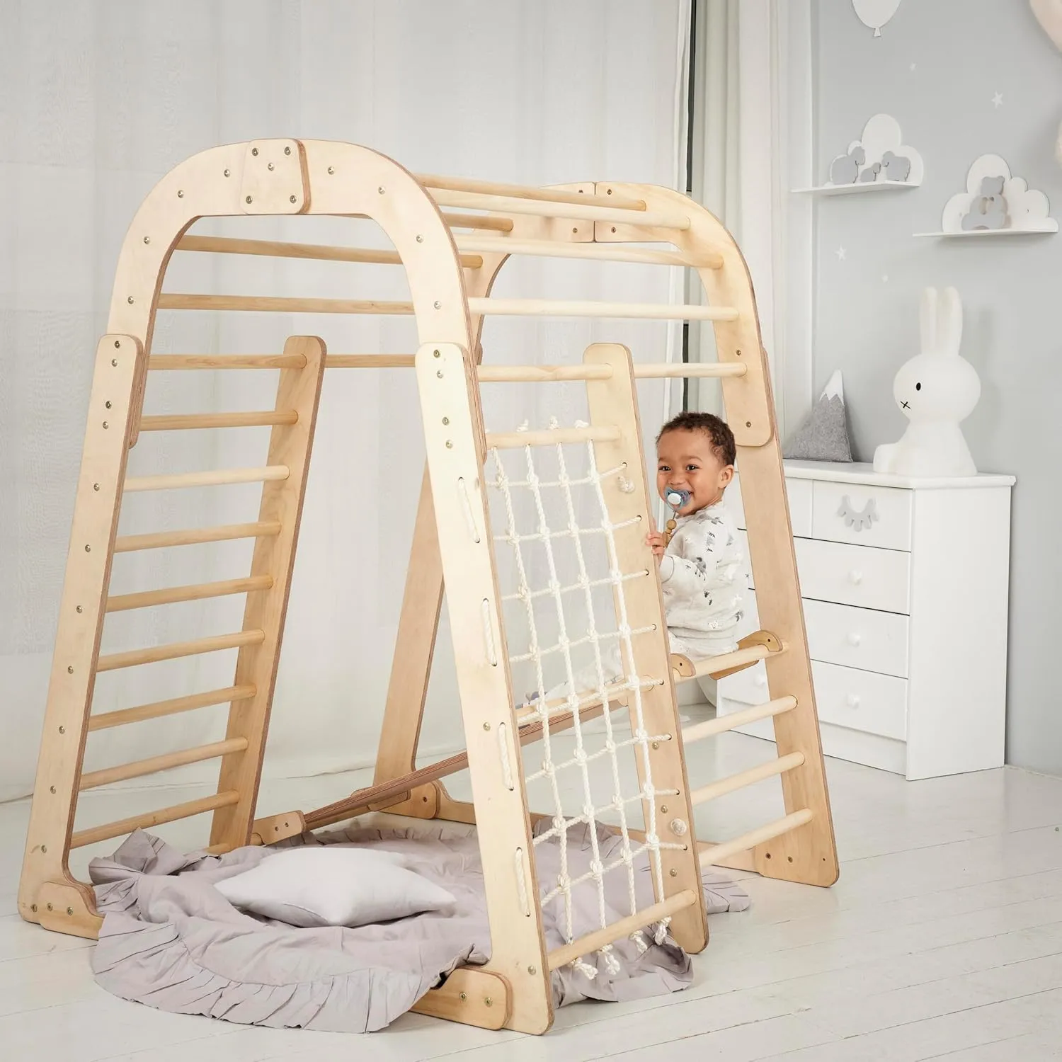 Ergonomic Pikler 6-in-1  Indoor & Outdoor Eco Wood Toddler Jungle Gym | Climbing Wall | Slide | 36m 