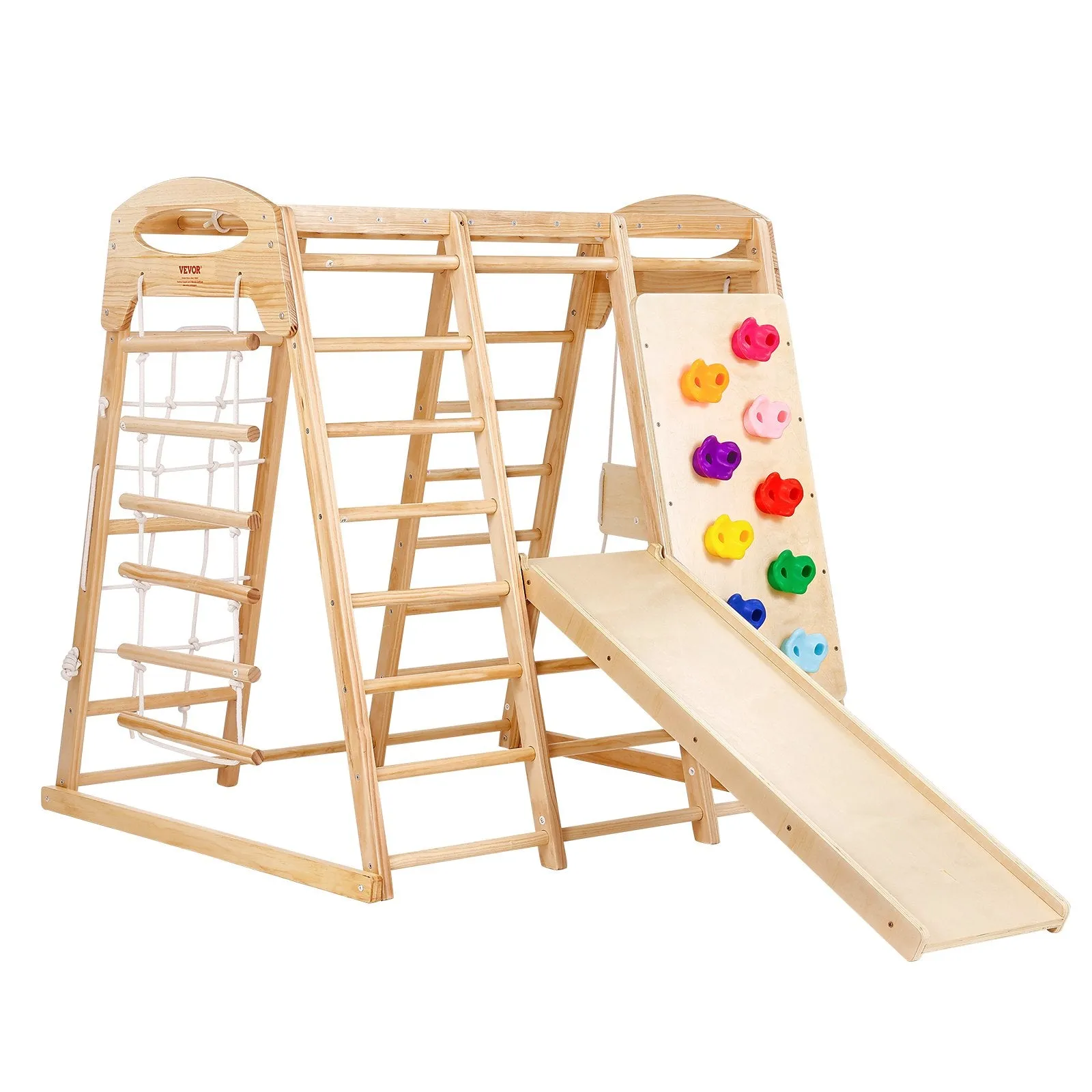 Ergonomic Pikler 7-in-1  Indoor & Outdoor Solid Pine Toddler Jungle Gym | Climbing Wall | Slide | 2-7 Years