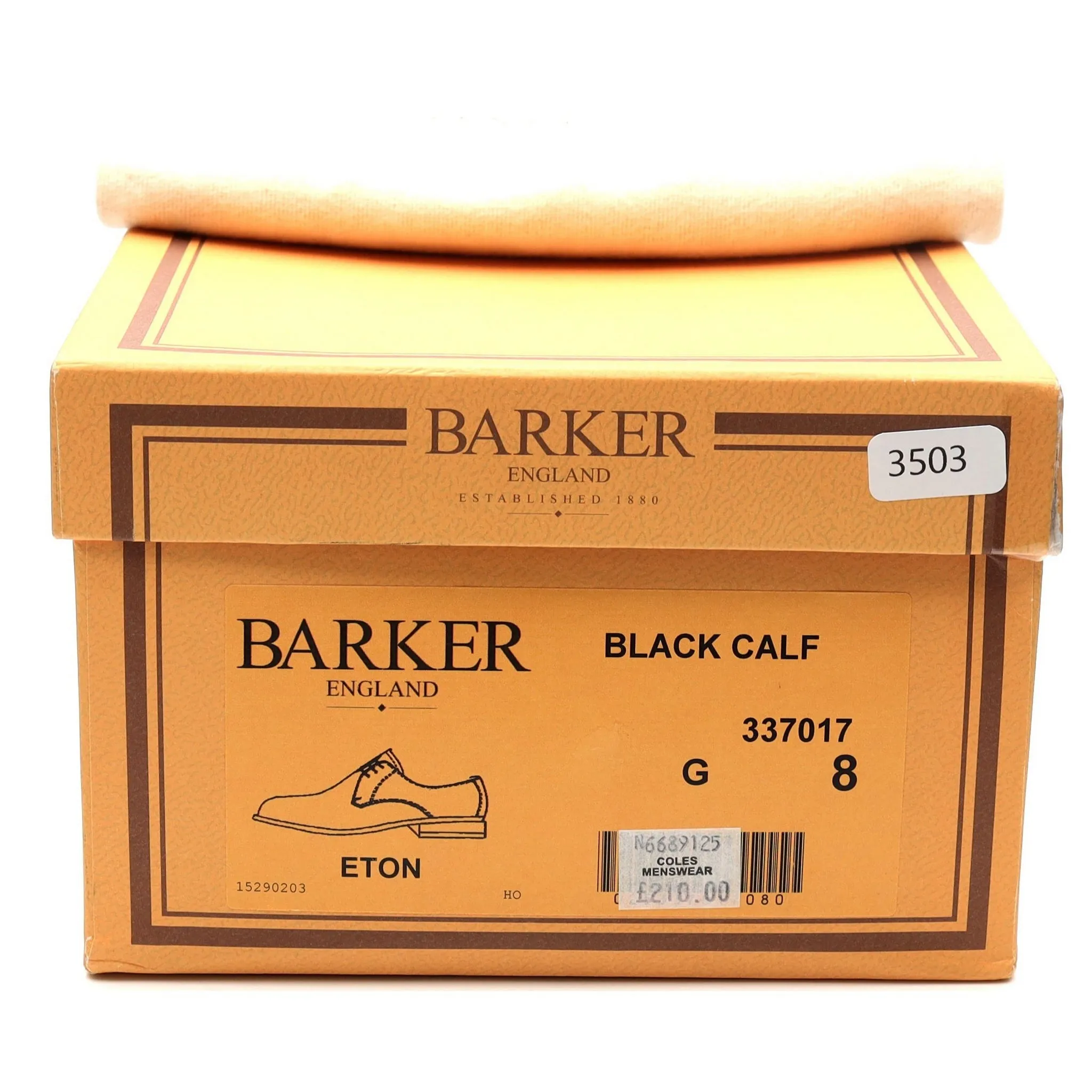 'Eton' Black Leather Derby UK 8 G