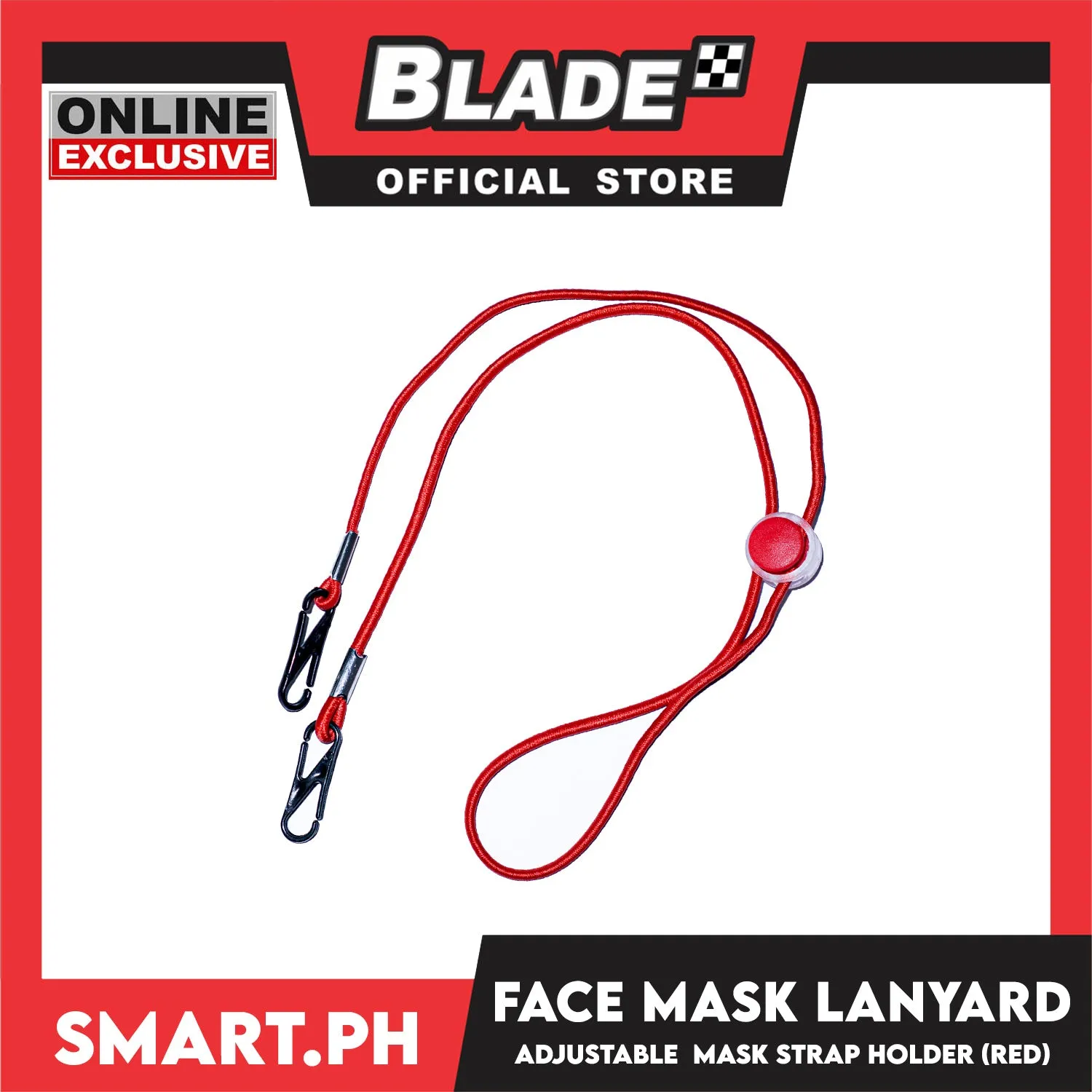 Face Mask Lanyard With Clip, Adjustable Strap Holder FMH1 (Red)