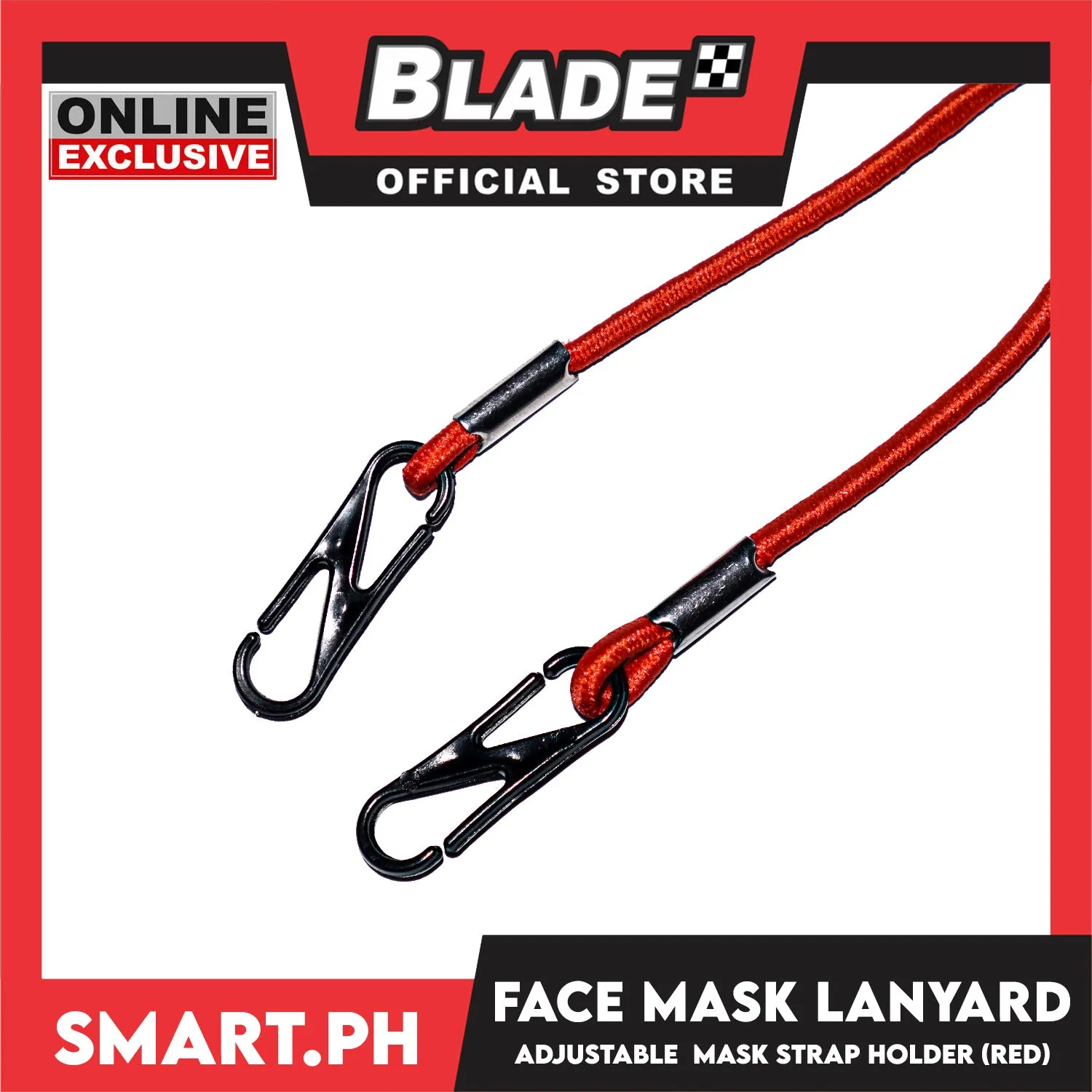 Face Mask Lanyard With Clip, Adjustable Strap Holder FMH1 (Red)