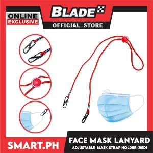 Face Mask Lanyard With Clip, Adjustable Strap Holder FMH1 (Red)