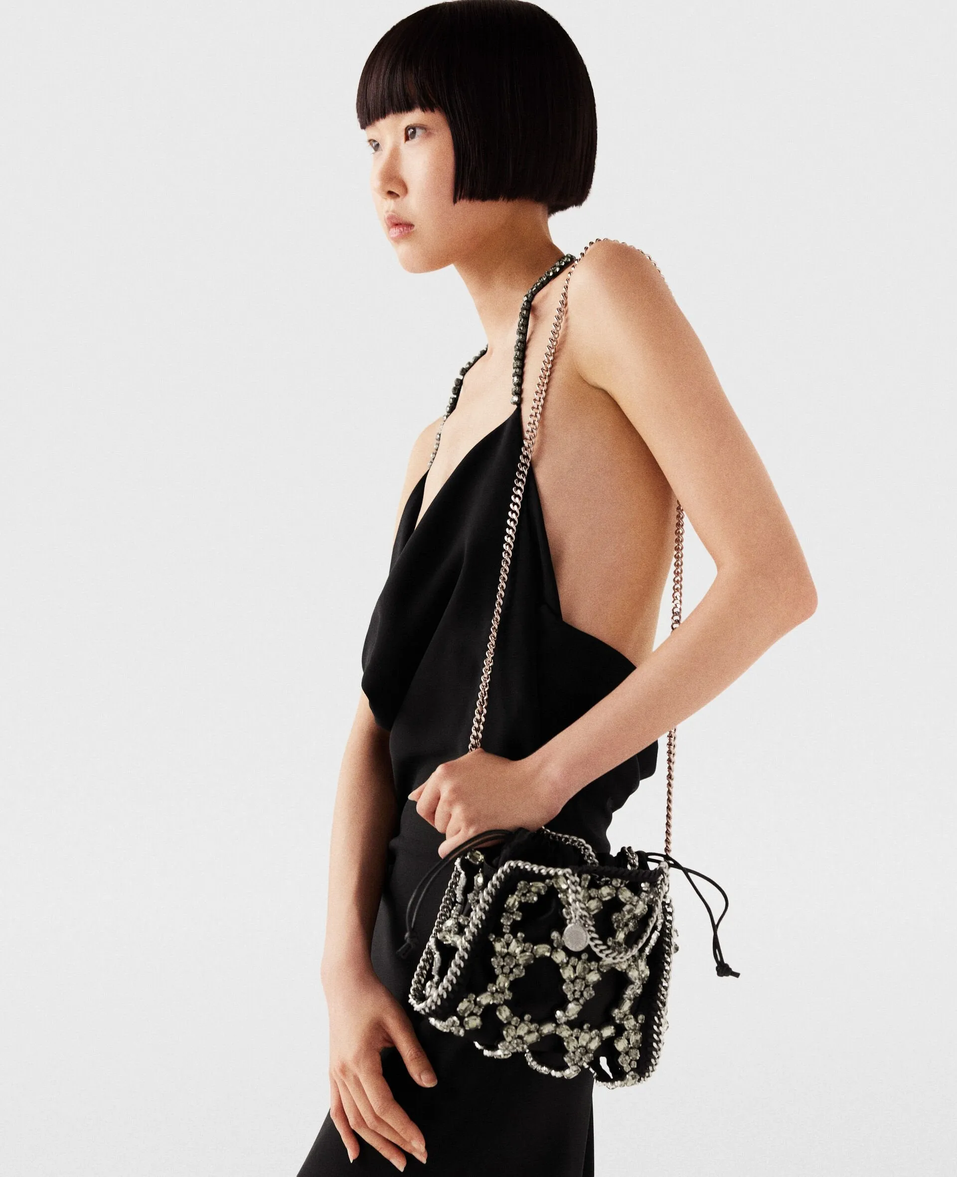 Falabella Tiny Crystal Cage Tote Bag