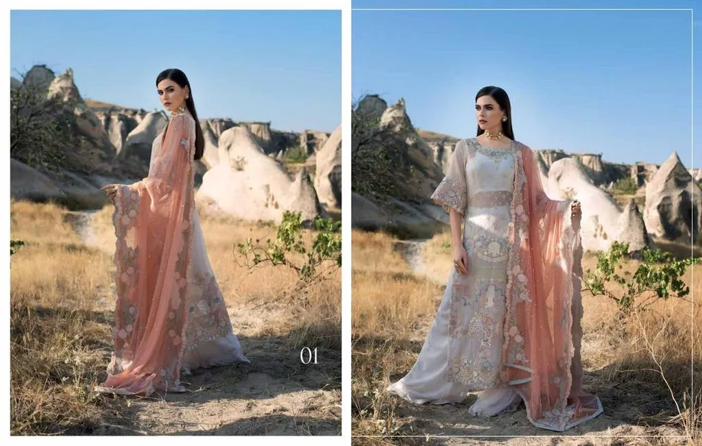 Fancy Traditional Dress in Off white Color by Zainab Chotani - C 1709