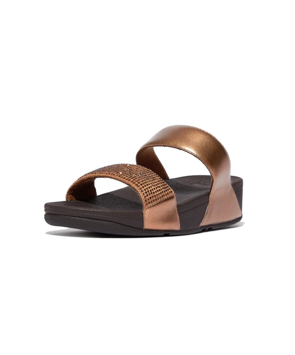 Fitflop Lulu Crystal Embellished Slides Bronze