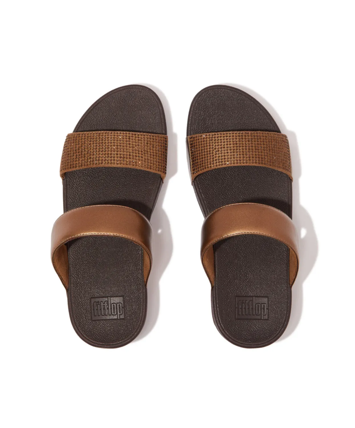 Fitflop Lulu Crystal Embellished Slides Bronze