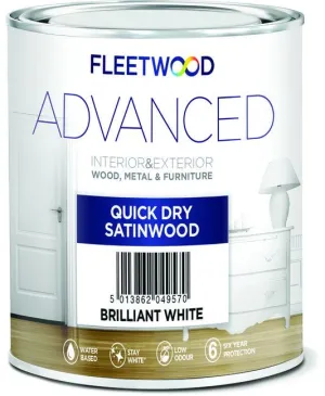 Fleetwood Advanced Quick Dry Satinwood Brilliant White 1L