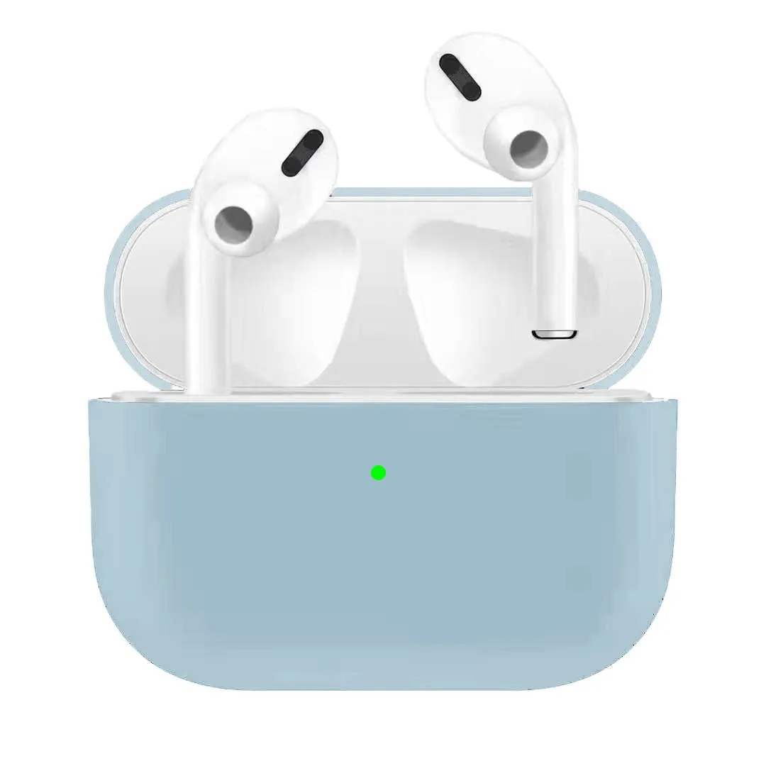 For Airpods Pro Silicone Earphone Case For Airpods Pro Shockproof Cases For Apple Bluetooth Headset Protective Cover Light blue