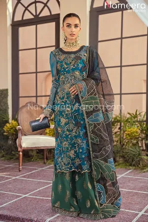 Formal Wear Pakistani In Turquoise Color 2021 #PF188