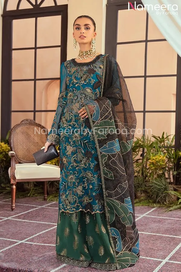 Formal Wear Pakistani In Turquoise Color 2021 #PF188