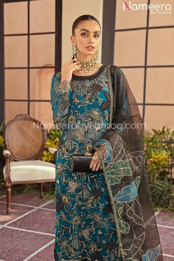 Formal Wear Pakistani In Turquoise Color 2021 #PF188