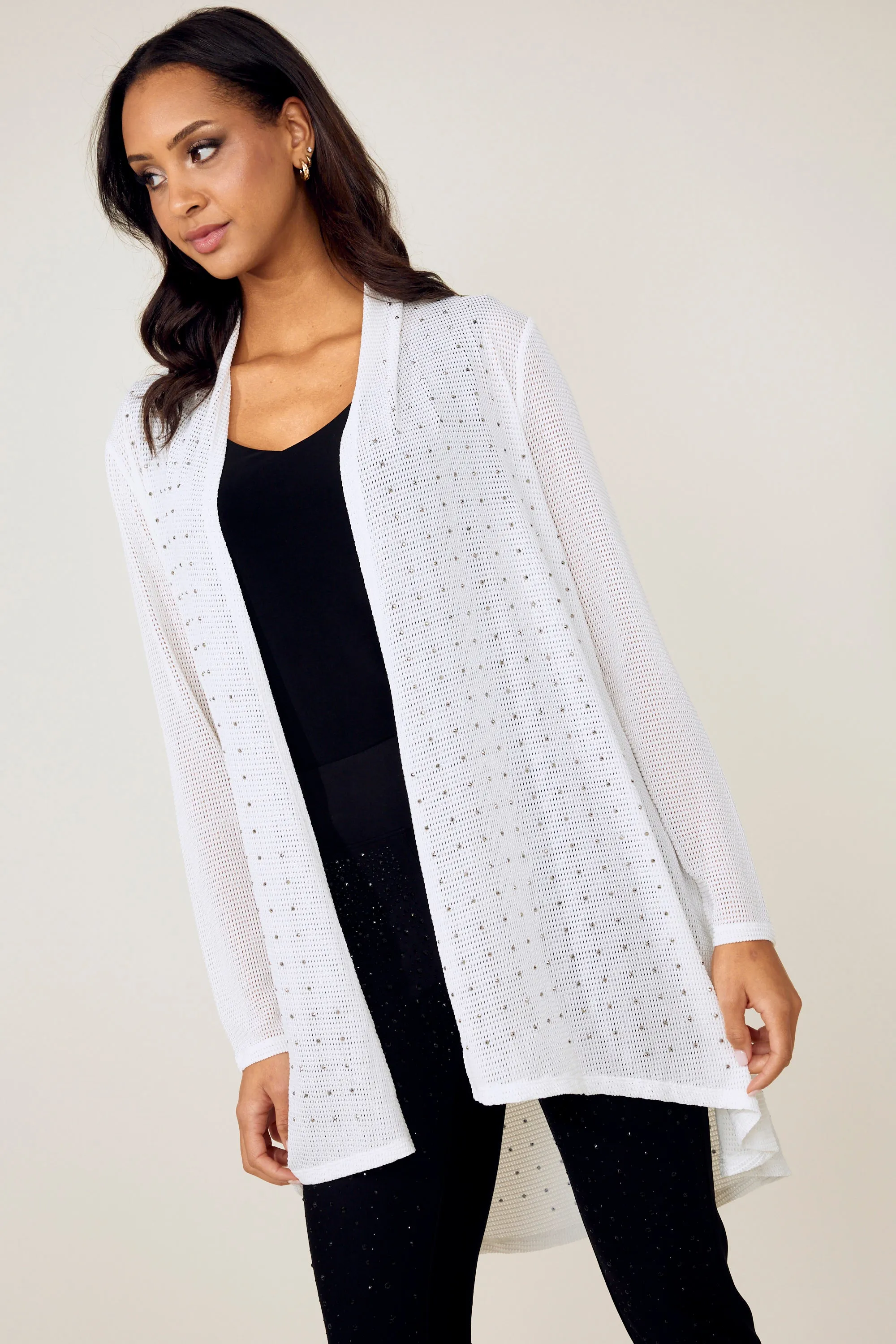 Frank Lyman- Women's Chic Hip-length Shawl Cardigan