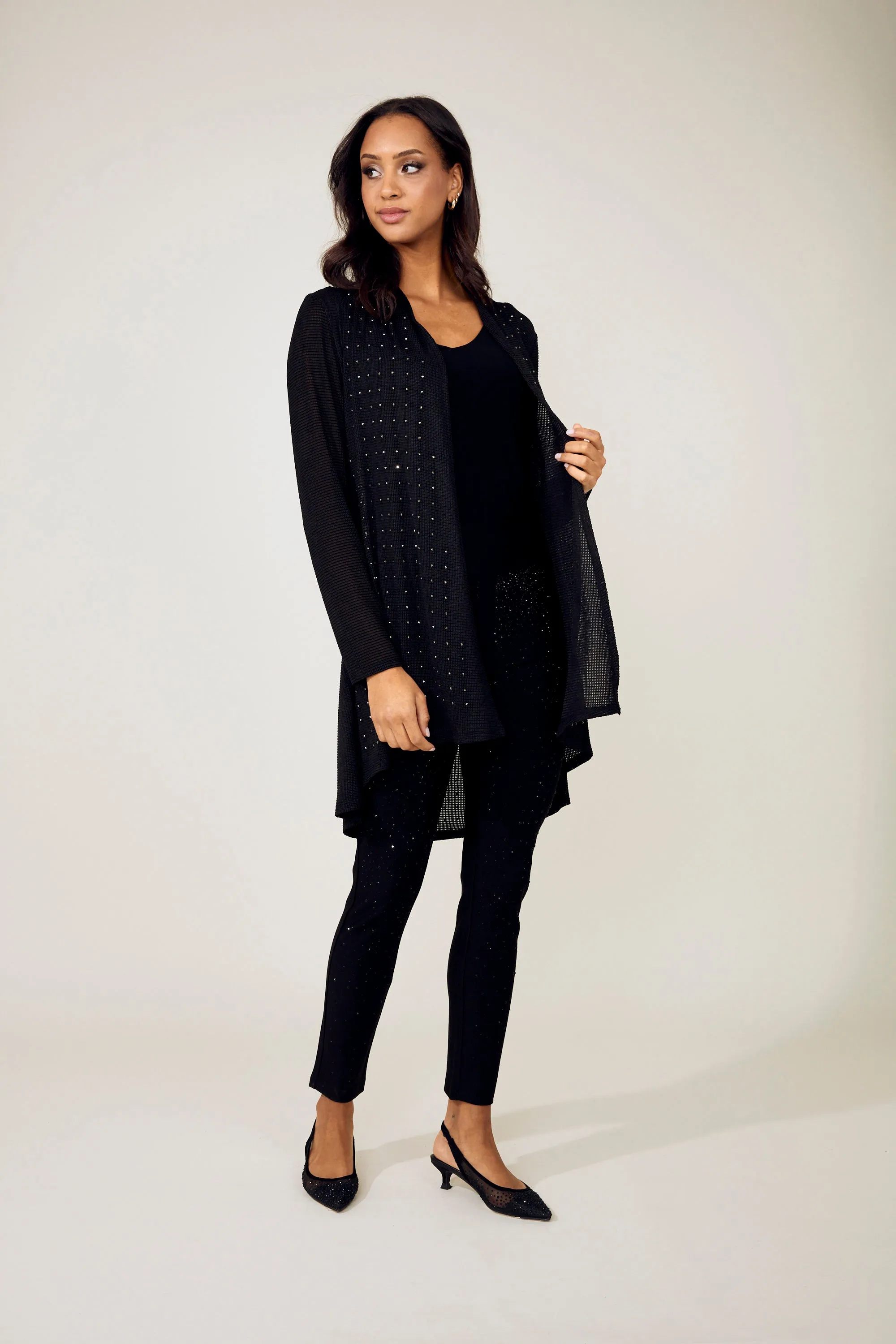 Frank Lyman- Women's Chic Hip-length Shawl Cardigan
