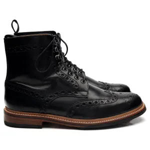 'Fred' Black Leather Brogue Boots UK 10 G