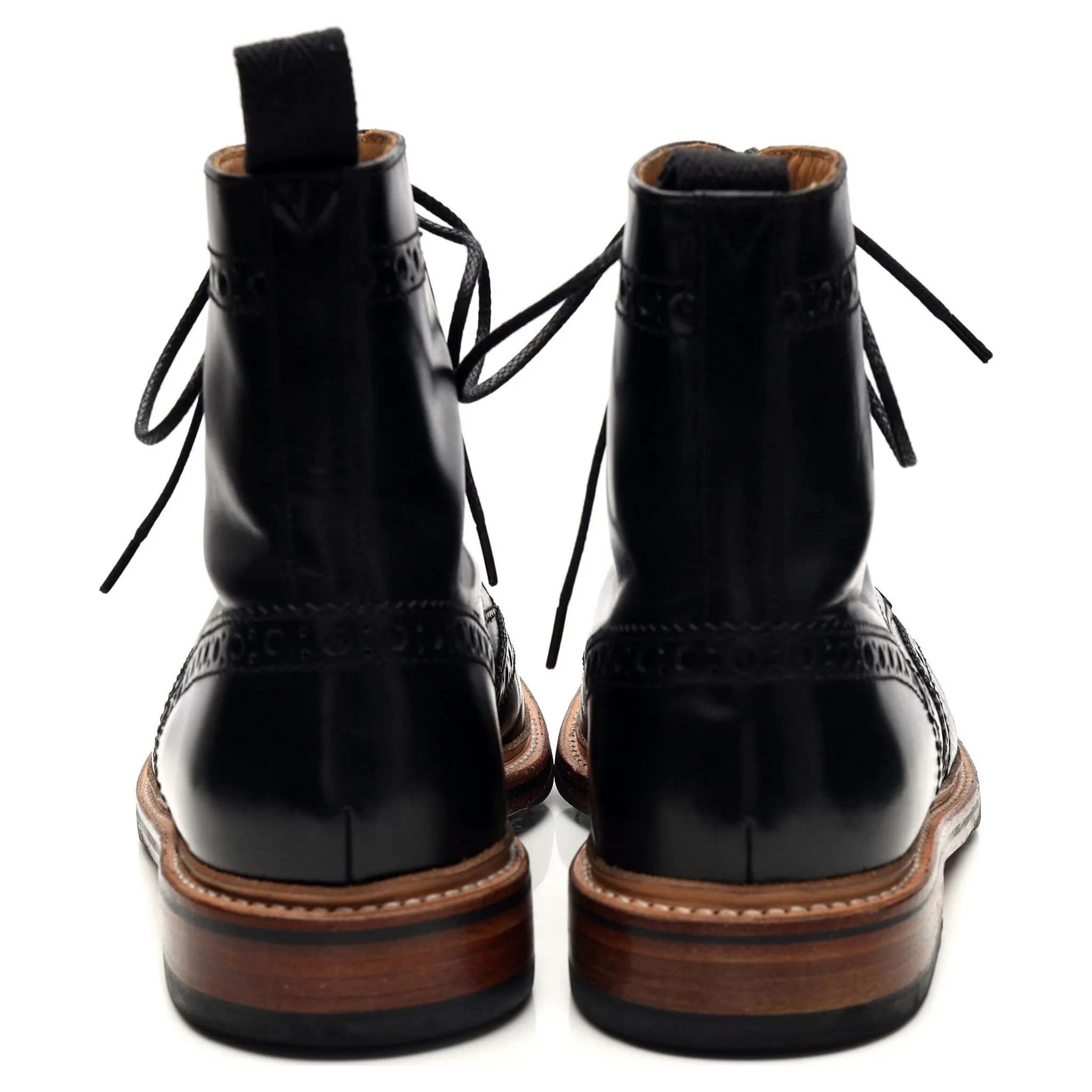 'Fred' Black Leather Brogue Boots UK 10 G