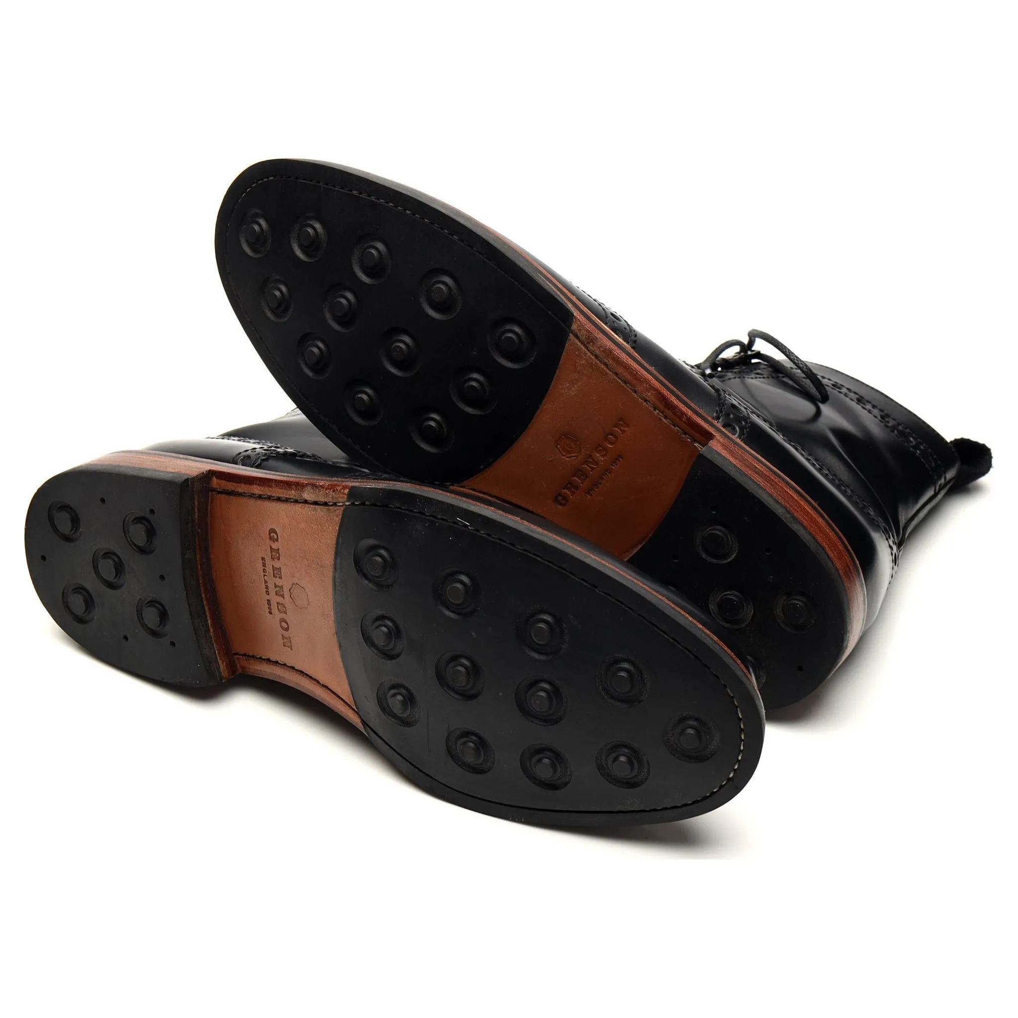 'Fred' Black Leather Brogue Boots UK 10 G