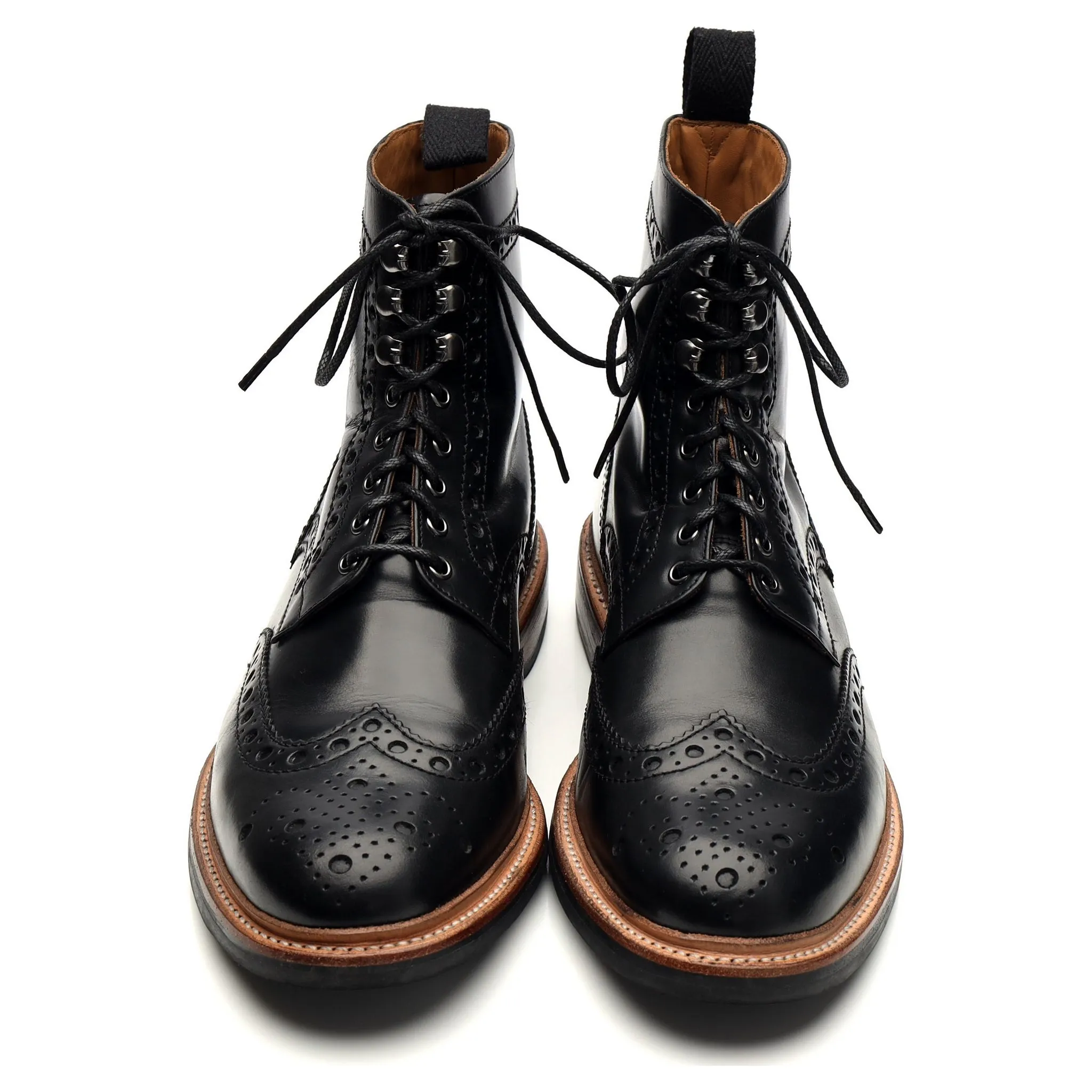 'Fred' Black Leather Brogue Boots UK 10 G
