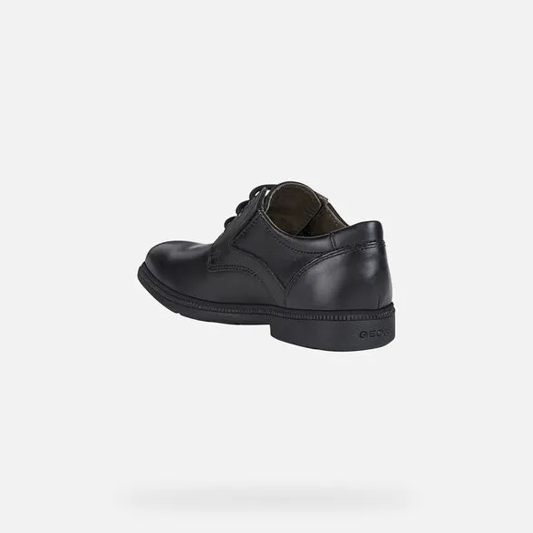 Geox Frederico Black Leather Lace Up School Shoe