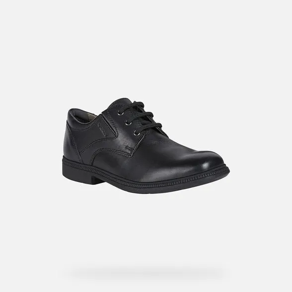 Geox Frederico Black Leather Lace Up School Shoe