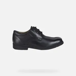 Geox Frederico Black Leather Lace Up School Shoe