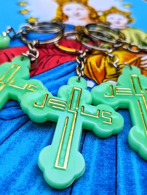 Glow in the dark Jesus keyring